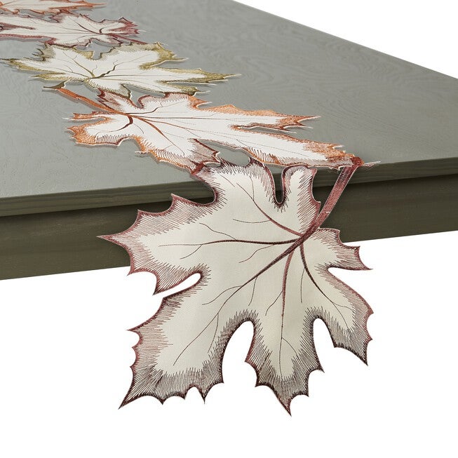 Embroidered Maple Leaves Table Runner, , alternate image number null