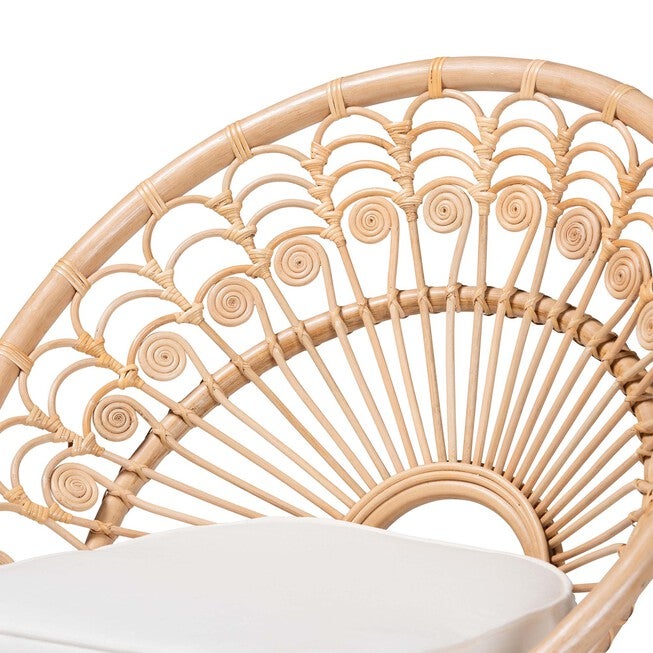 Abriella Modern Bohemian Natural Brown Rattan Peacock Accent Chair, , alternate image number null