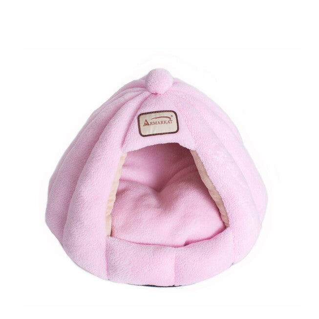 Plush Faux Fleece Cave Cat dog Bed, Soft PInk, , alternate image number 4