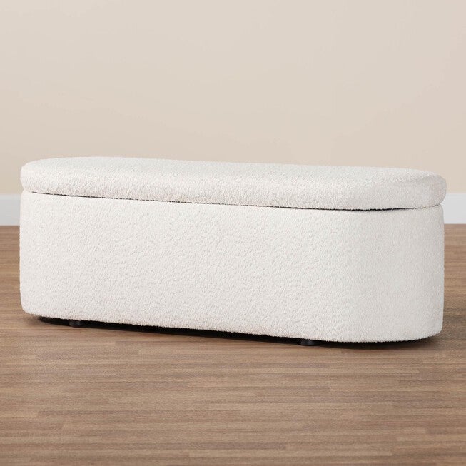 Lavina Modern White Teddy-Bear Fabric Storage Bench, , alternate image number 8