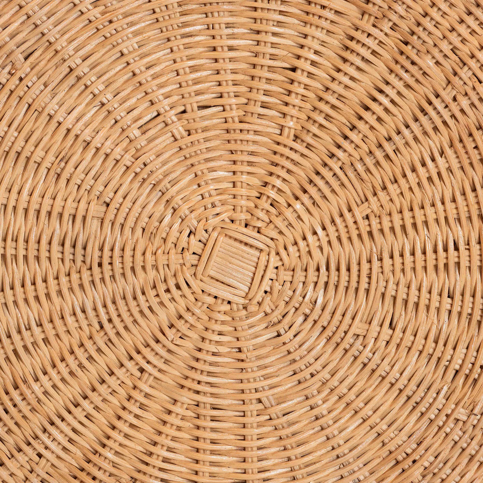 Palm Scallop Natural Rattan Ottoman, 26 inches Round, LIGHT HONEY, alternate image number 4