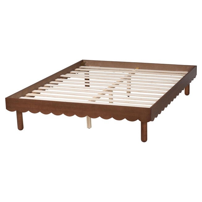 Orianthe Scalloped Bed Frame, WALNUT BROWN, alternate image number null