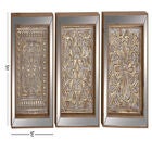 Set Of 3 Brown Metal Glam Floral Wall Décor, , alternate image number null
