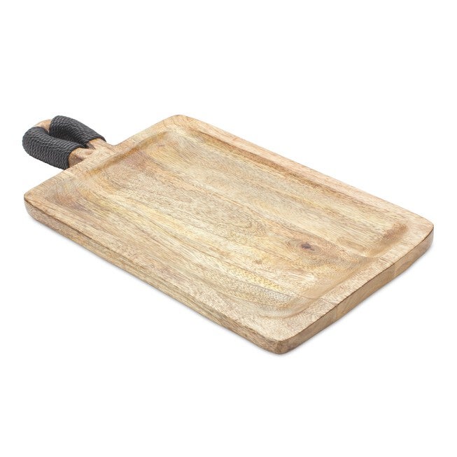 Mango Wood Cutting Board Style Tray (Set of 2), BROWN BLACK, alternate image number null