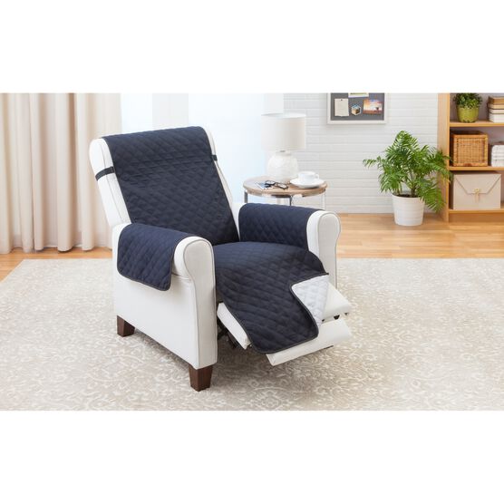 Solid Reversible Quilted Recliner Furniture Protector, BLACK GREY, hi-res image number null