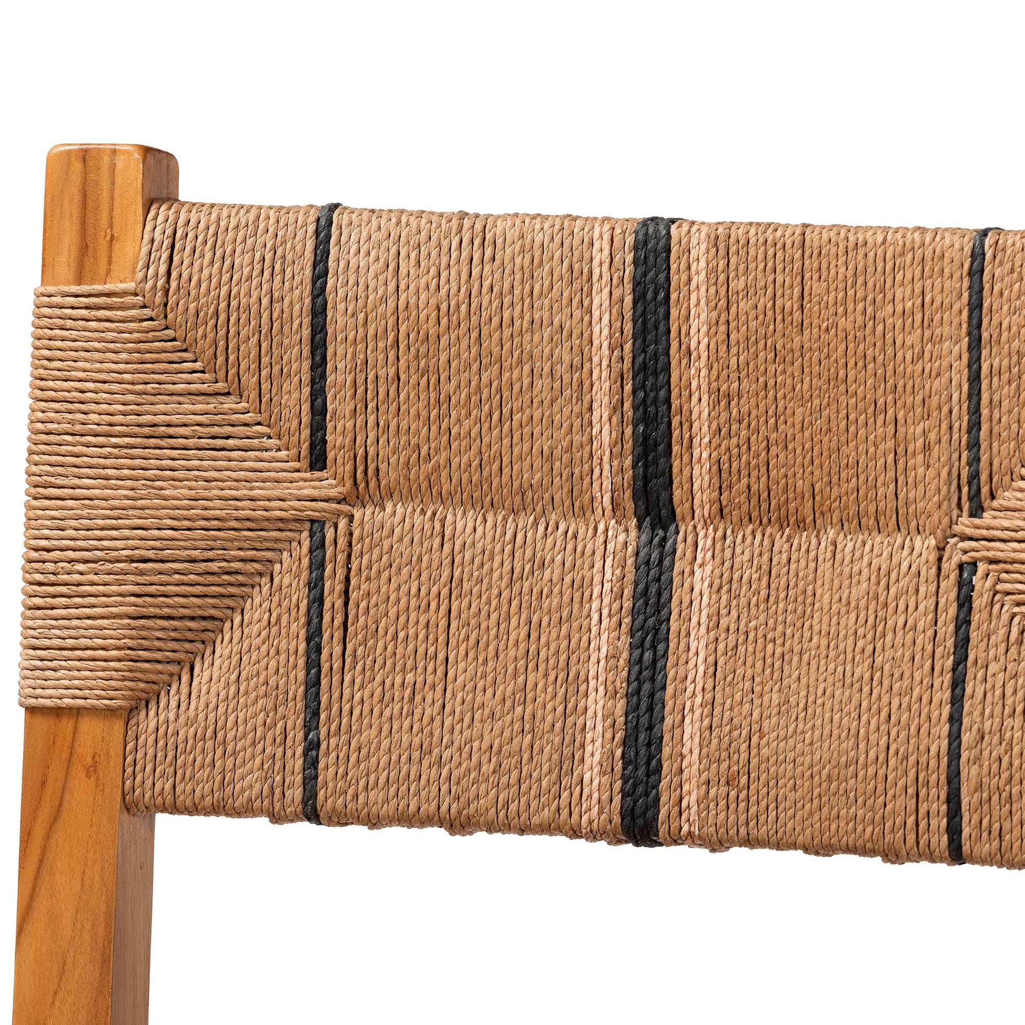 Prita Bohemian Paper Loom and Black Mahogany Wood Dining Chair, NATURAL BROWN, alternate image number 5