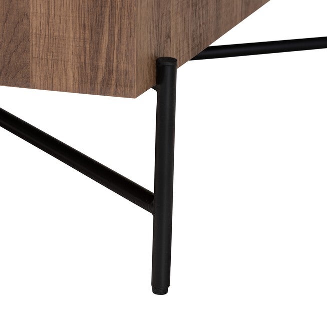 Savion Modern Industrial Walnut Brown Finished Wood And Black Metal Coffee Table, , alternate image number 2