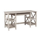Honduras Washed Gray 58-Inch Writing Desk With 1 Laptop Credenza And 2 Open Shelf Writing Desk, GREY, hi-res image number null