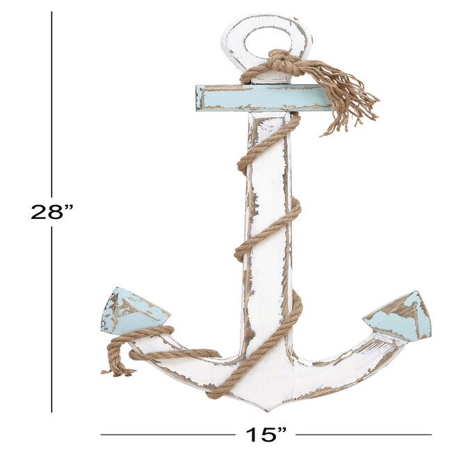 White Coastal Anchor Wood Wall Décor, , alternate image number 6