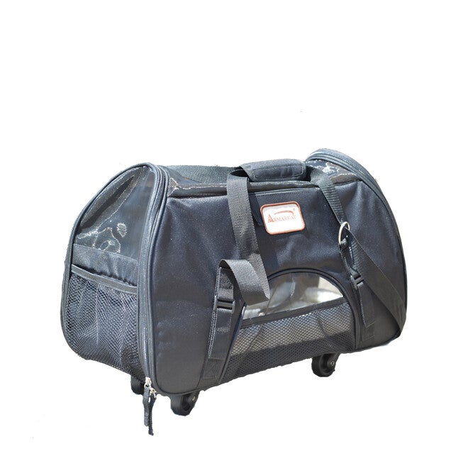 Pet Travel Carrier, Roll-Away Pet Dog Cat Carrier, BLACK, hi-res image number 0