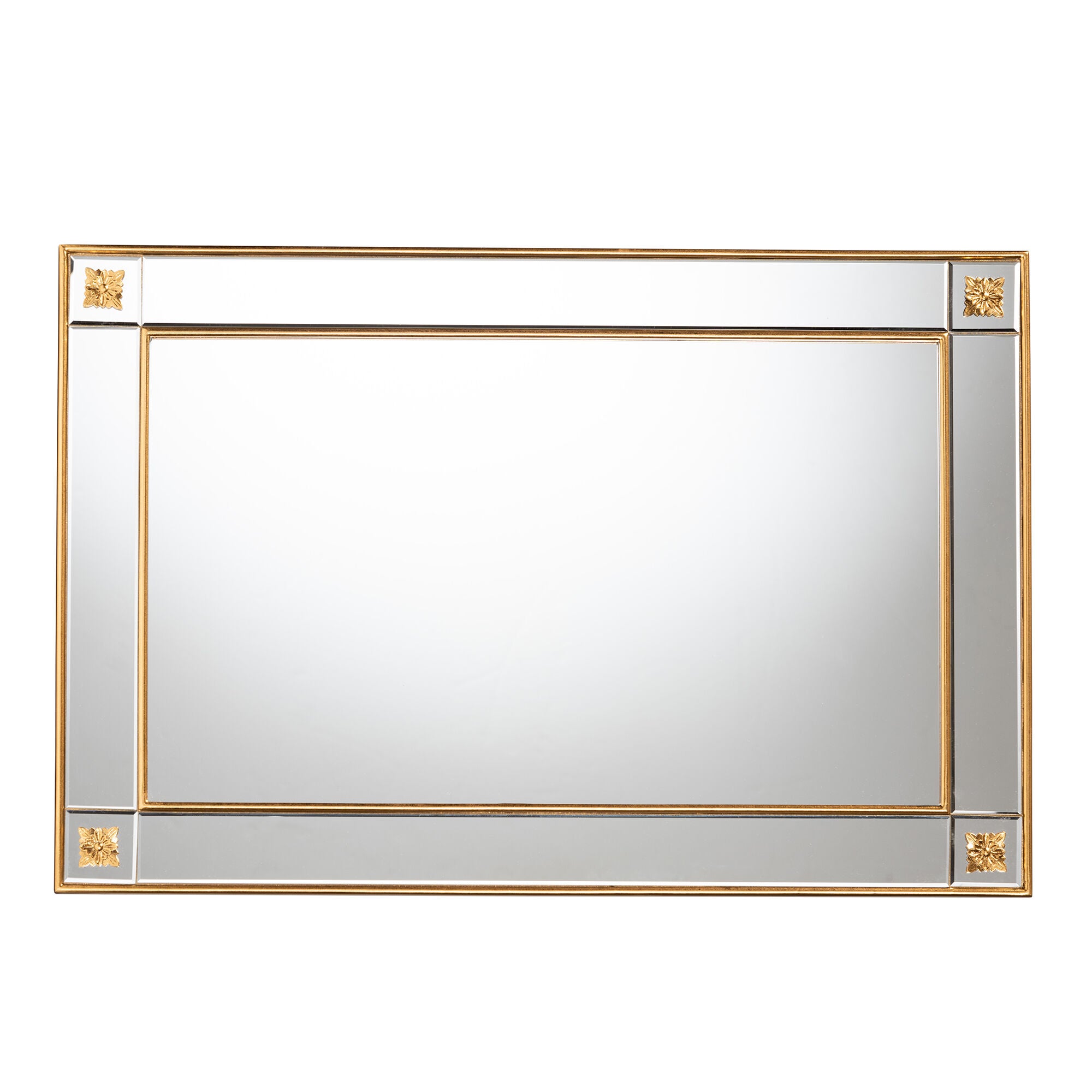 Iara Modern Glam and Luxe Antique Goldleaf Finished Wood Accent Wall Mirror, GOLD, alternate image number 3