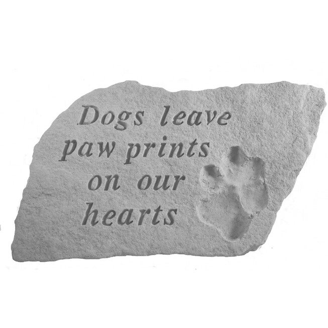 Dogs Leave Pawprints On Our Hearts Garden Memorial Accent Stone, GREY, hi-res image number null