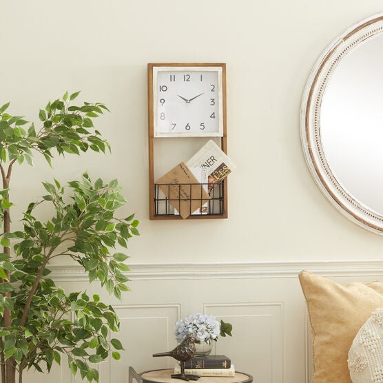 Brown Wood Farmhouse Wall Clock, , alternate image number null