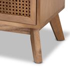 Baden Mid-Century Modern Walnut Brown Finished Wood 3-Drawer Nightstand With Rattan, , alternate image number null