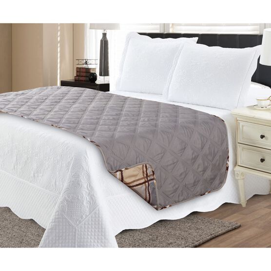 Plaid Reversible Quilted Bed Runner Protector, , on-hover image number null