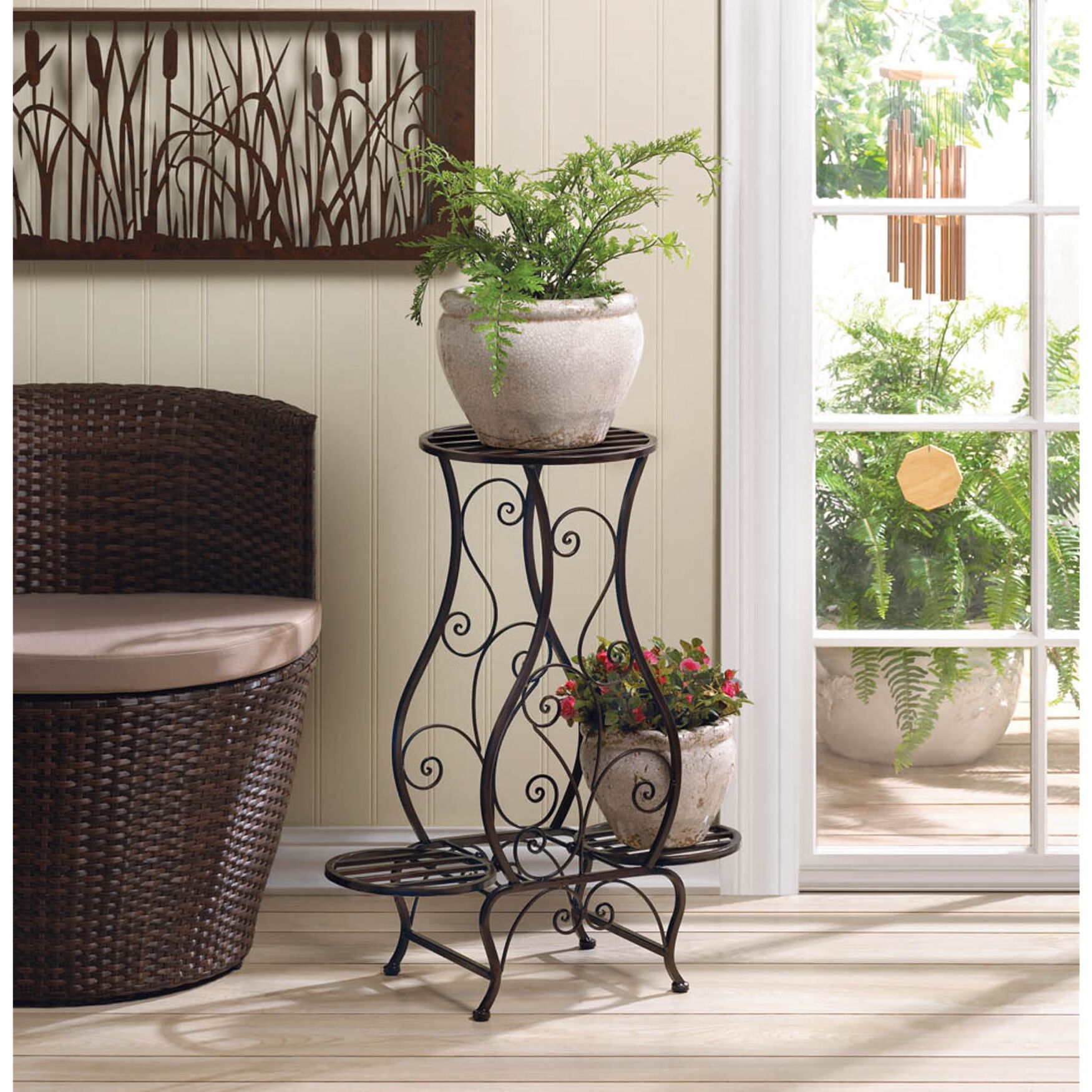 Akuna Scalloped Natural Rattan Wall Mirror, , on-hover image number 1