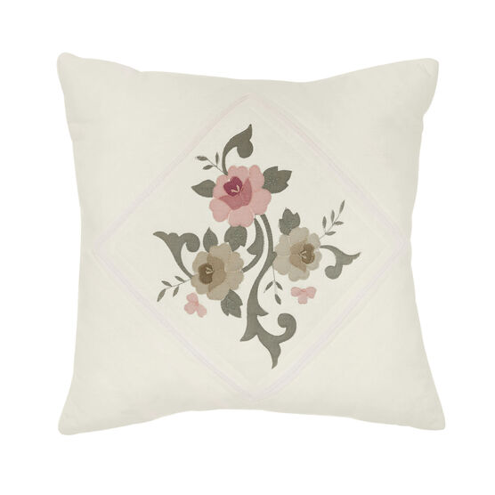 Ava Embroidered Cotton 16&quot; Square Pillow, 