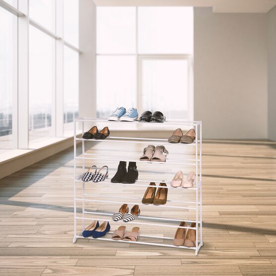Saving Design, 7-Tier Shoe Rack Storage Organizer, Holds Up To 30-Pair, 35.43" X 8.86" X 36.61", Black, , alternate image number null