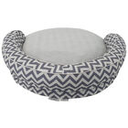 Chevron poly-cotton bolster with detachable faux fur cushion Medium Size, , alternate image number null