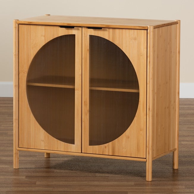 Naresh Mid-Century Modern Transitional Natural Brown Bamboo Wood 2-Door Storage Cabinet, , alternate image number null