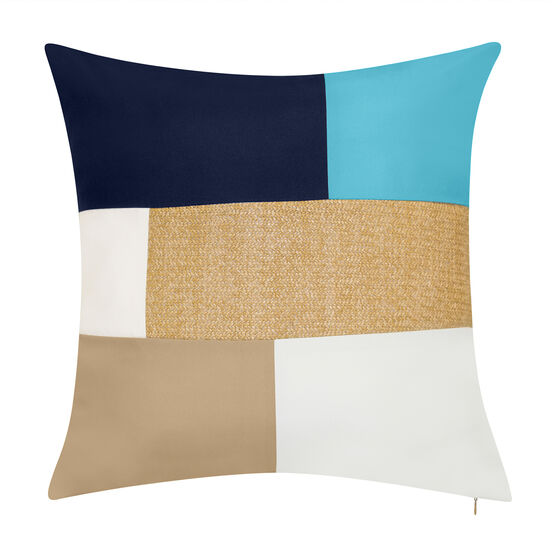 Indoor & Outdoor Colorblock Raffia Reversible Decorative Pillow, MULTI, hi-res image number null