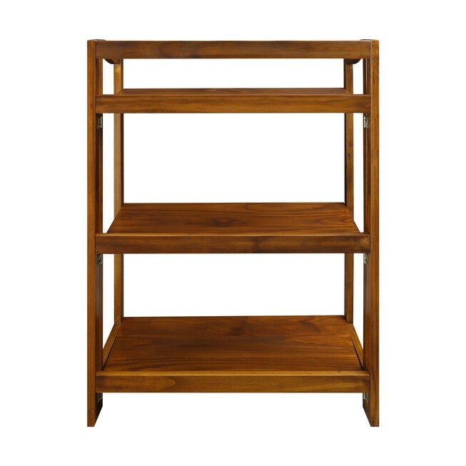 Stratford 3-Shelf Folding Bookcase-Warm Brown, , alternate image number 3