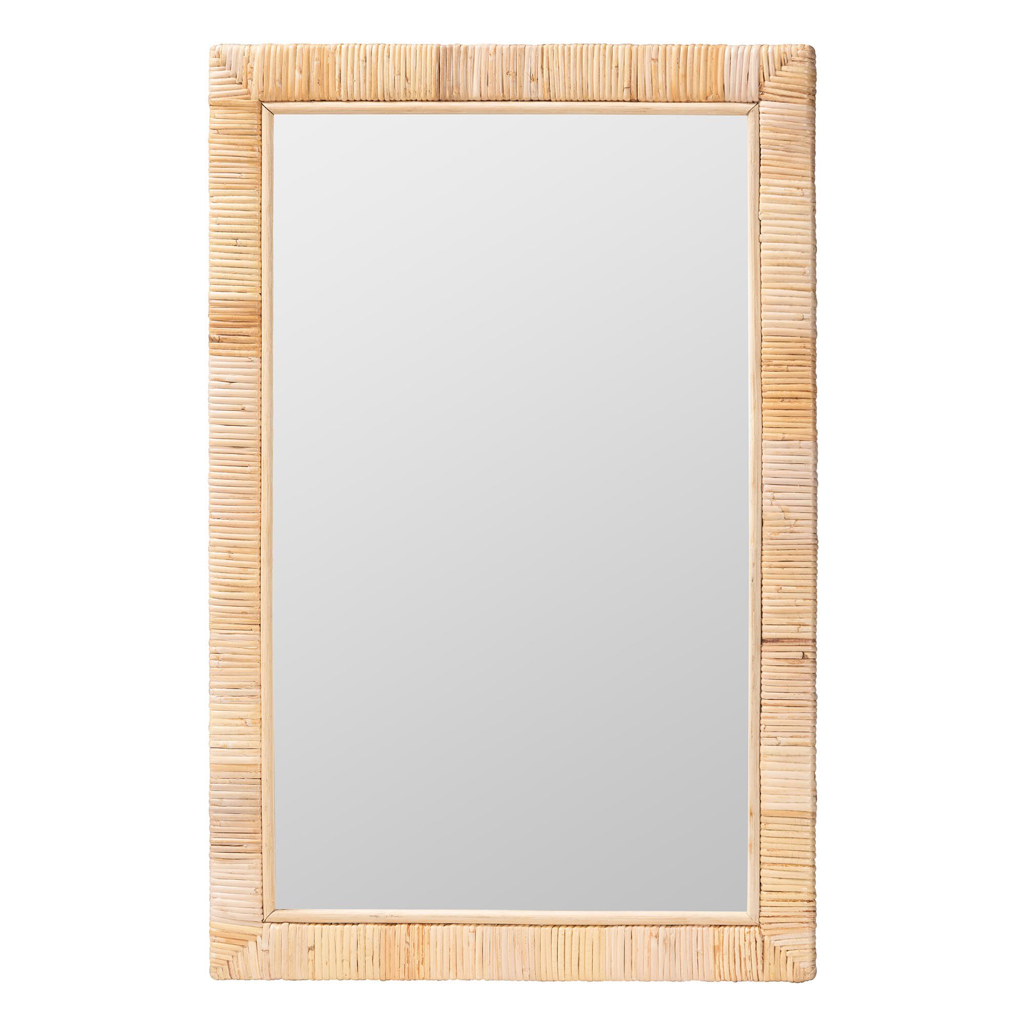 Lankston Bohemian Natural Rattan Rectangle Accent Wall Mirror, NATURAL, alternate image number 1