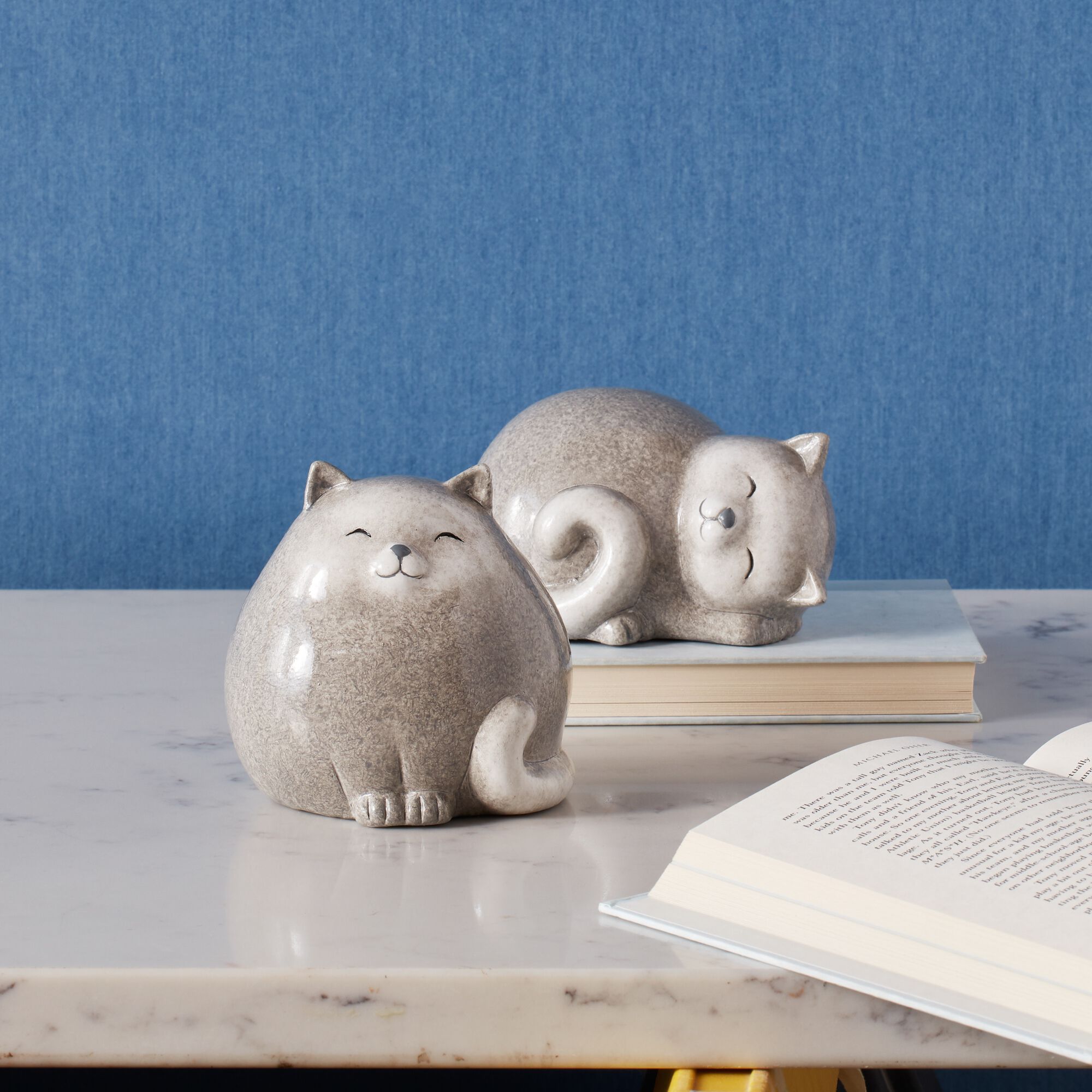 Cat (Set of 4) 3.5 inchesH, 5 inchesH Terracotta, WHITE/GREY, alternate image number 2