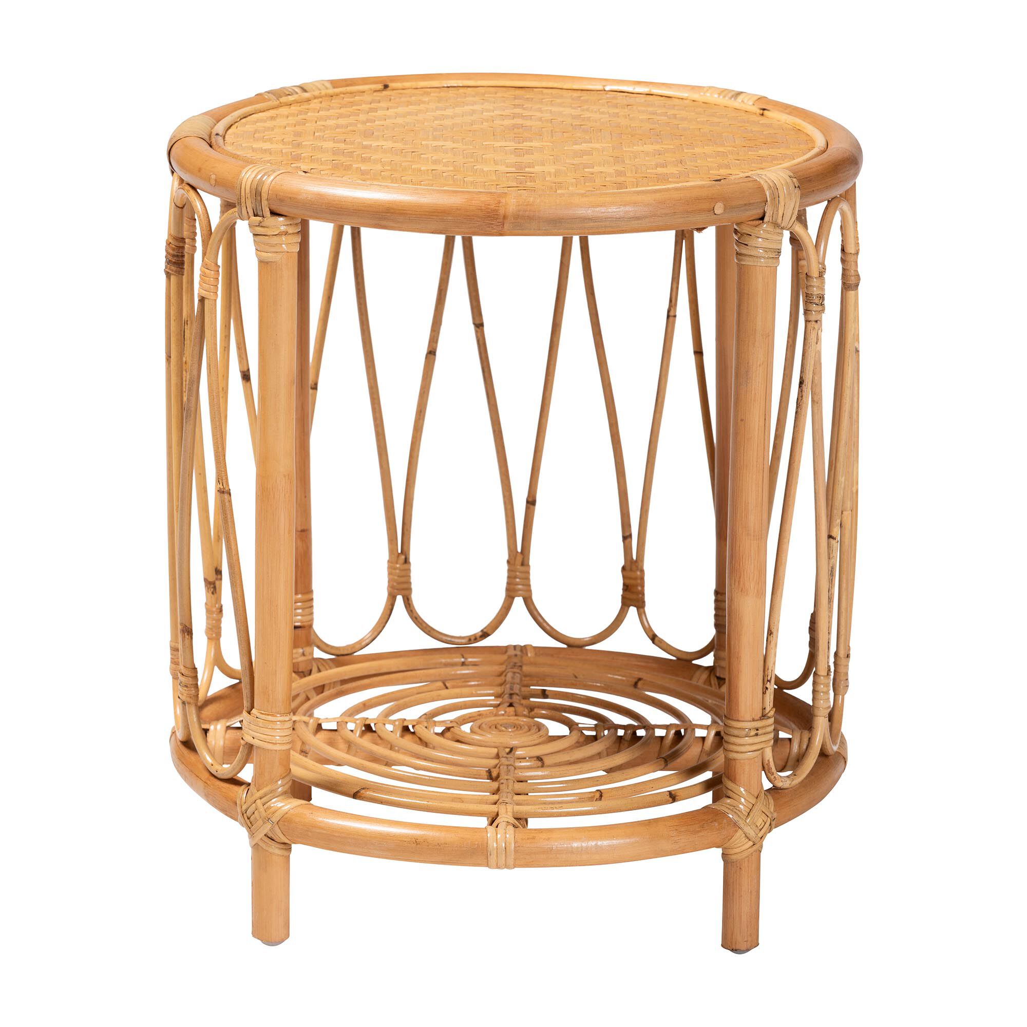 Berilo Bohemian Light Honey Rattan End Table, HONEY, alternate image number 2