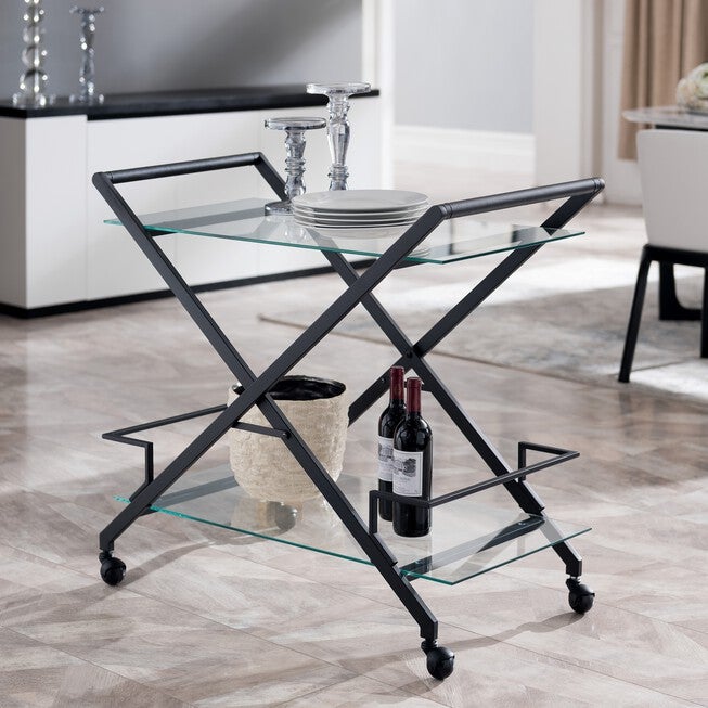 Rysley Art Deco Bar Cart, BLACK, hi-res image number null