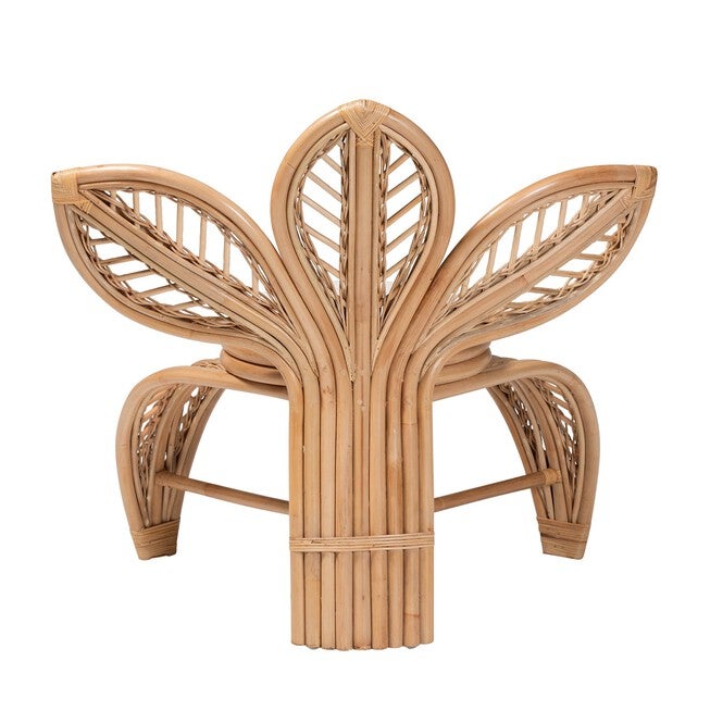 Gresham Modern Bohemian Natural Rattan Leaf Accent Chair, , alternate image number null