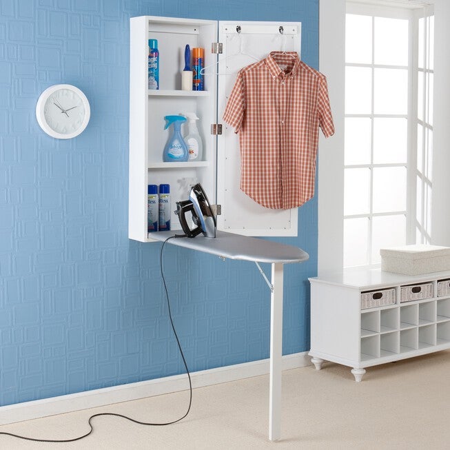 Wall Mount Ironing Center, WHITE, hi-res image number 0