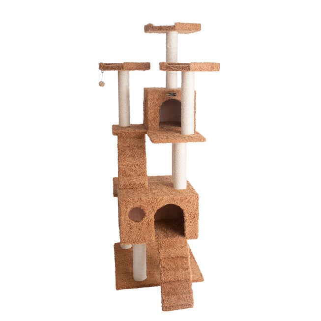Multi-Level 74 inches Real Wood Cat Tree Furniture With Sratchhing Posts, , alternate image number 6