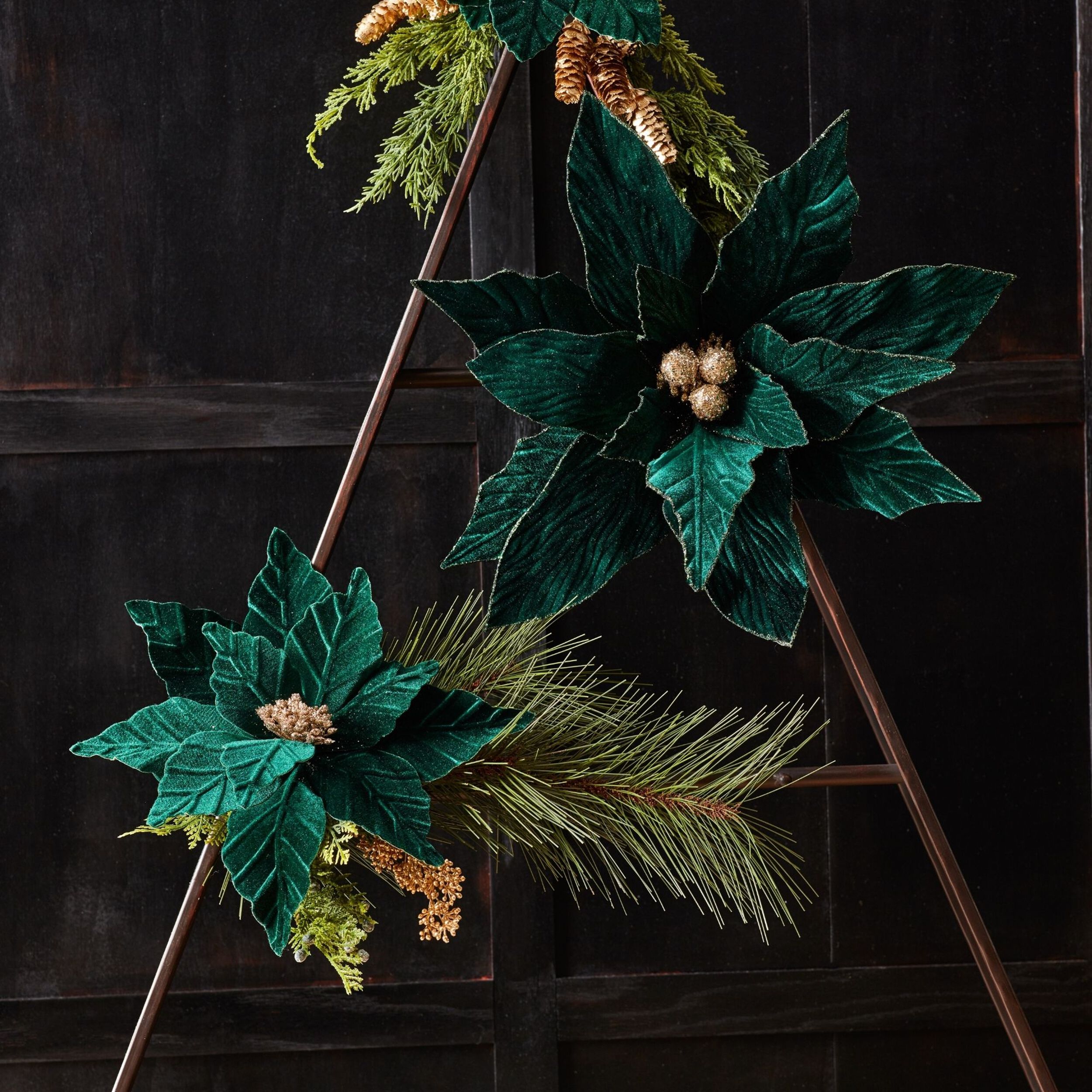 Forest Green Poinsettia Stem (Set of 6), GREEN, alternate image number 2