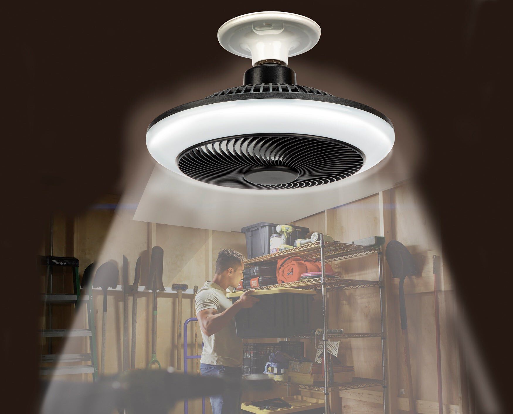 Breeze Brite Screw-In Fan and LED Light, WHITE BLACK, hi-res image number 0