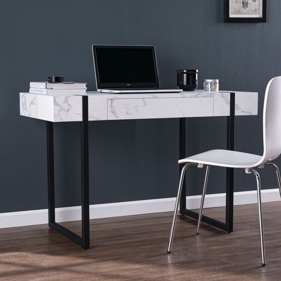 Rangley Modern Faux Marble Desk, BLACK, hi-res image number null