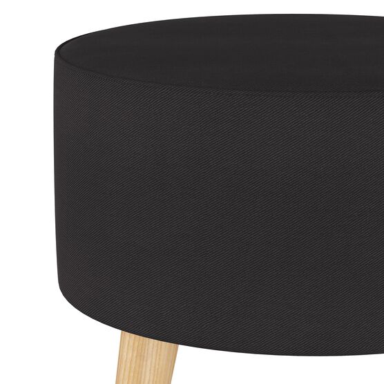Twill Round Ottoman with Splayed Legs, , alternate image number null