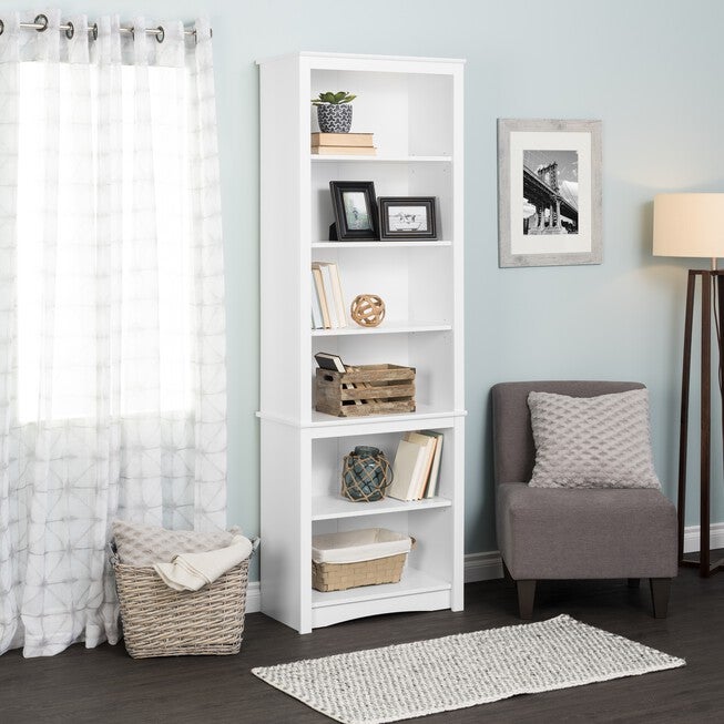 Tall Bookcase, White, WHITE, hi-res image number 0