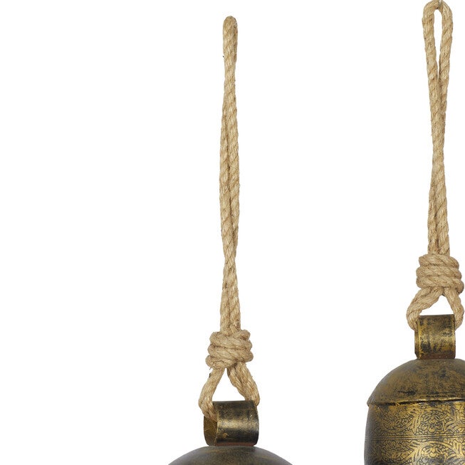 Set Of 3 Bronze Metal Rustic Windchime, , alternate image number null