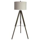 Weatherd Grey Wood & Metal 60" Floor Lamp, NICKEL, hi-res image number 0