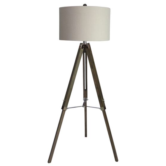 Weatherd Grey Wood & Metal 60" Floor Lamp, NICKEL, hi-res image number null