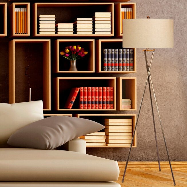 Rusted Silver Metal 63.5 inches Floor Lamp, , on-hover image number 1