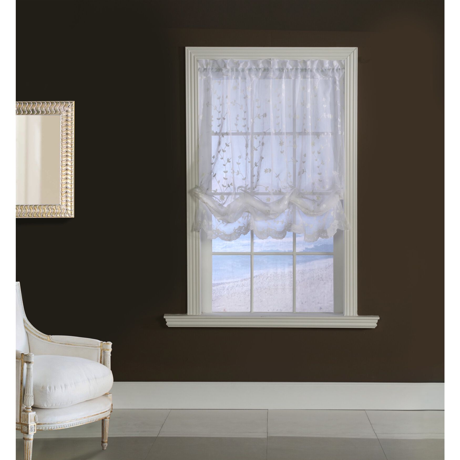 Grandeur Sheer Pole Top Balloon Curtain, WHITE, hi-res image number 0