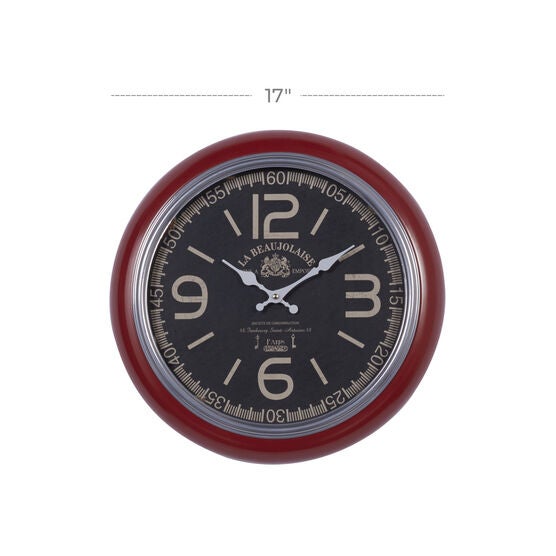 Red Vintage Metal Wall Clock, , alternate image number null
