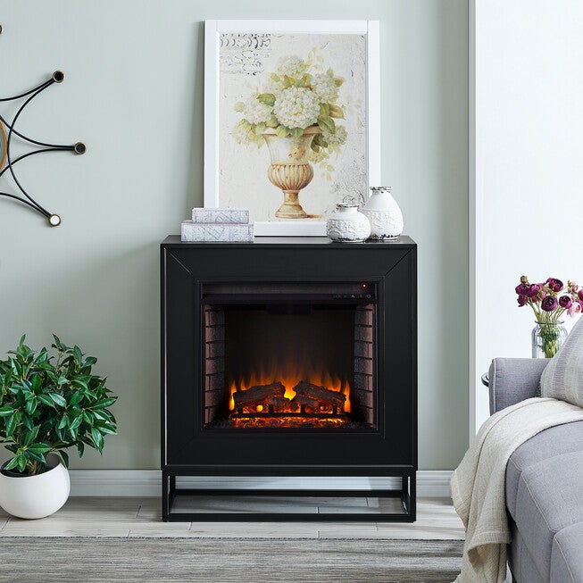 Frescan Contemporary Electric Fireplace, BLACK, hi-res image number 0