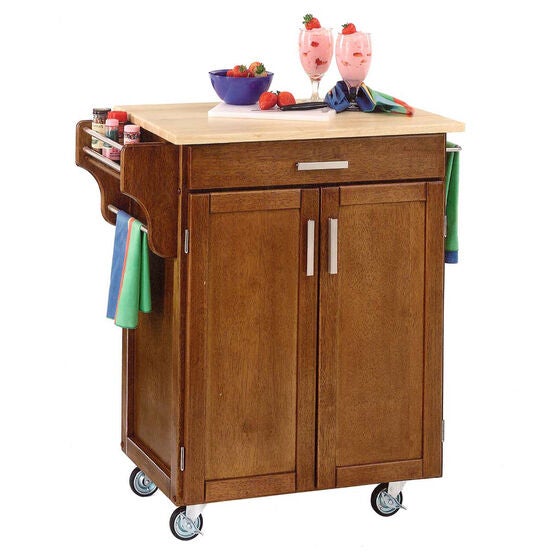 Cottage Oak Finish Create a Cart with Wood Top , OAK WOOD, hi-res image number null