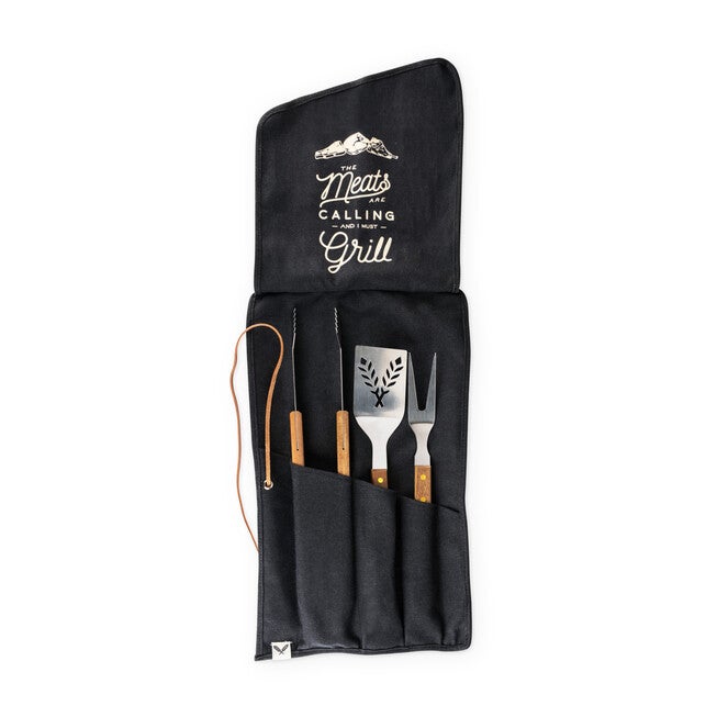 Canvas Roll-Up Grilling Tool Set, GREY, hi-res image number null