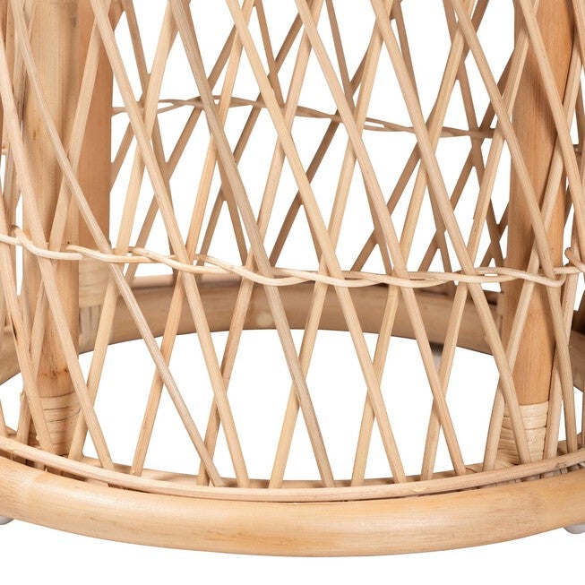 Junius Bohemian Natural Rattan Ottoman Footstool, , on-hover image number null