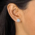 Platinum over Sterling Silver Pendant (9mm) Round Cubic Zirconia with 18" Chain, , alternate image number null