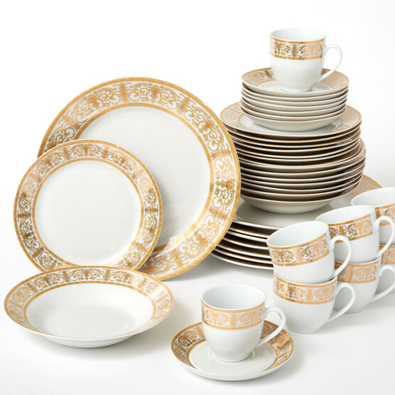 Medici 40-Pc. Golden Porcelain Dinnerware Set, , on-hover image number null